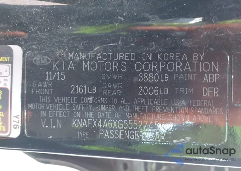 2016 Kia Forte Lx from USA, damaged, VIN KNAFX4A6XG5552745